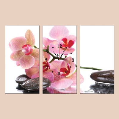 C0063 _3 Clock with print 3 pieces Pink orchid