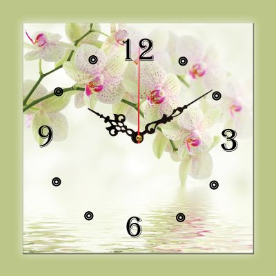 C0093_1 Clock with print White orchids