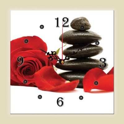 C0105_1 Clock with print SPA - red rose