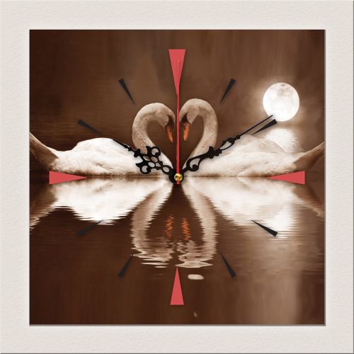 C0118_1 Clock with print Swans