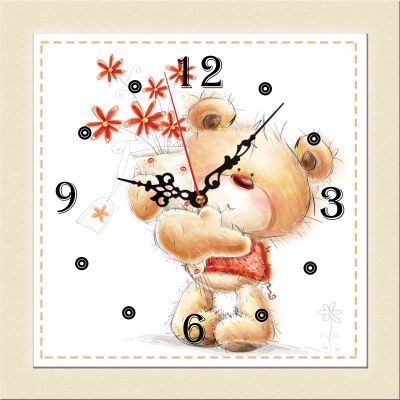 C0172_1 Clock with print Loving teddy bear