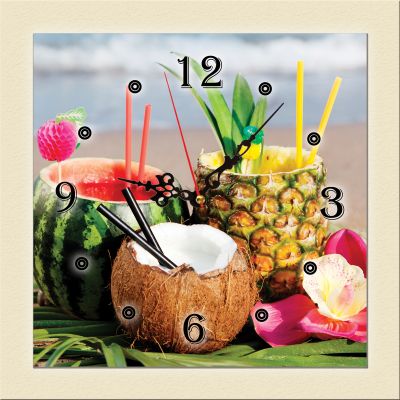 C0182_1 Clock with print Exotic cocktails