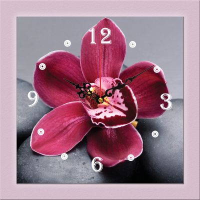 C0200_1 Clock with print Purple orchid