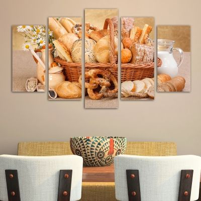 0148  Wall art decoration (set of 5 pieces) Bread products