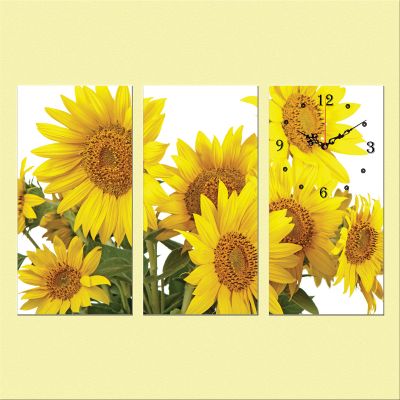 C0204 _3 Clock with print 3 pieces Sunflowers