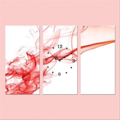 C0267 _3 Clock with print 3 pieces Abstraction in white and red