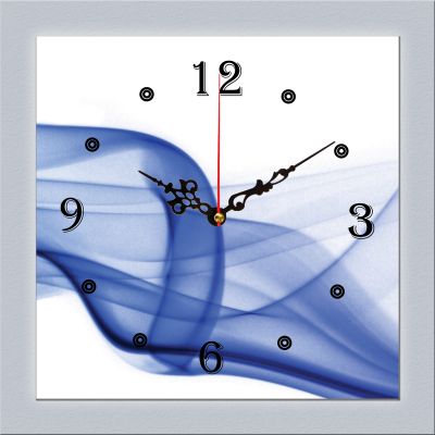 C0272_1 Clock with print Abstraction in white and blue