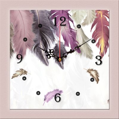 C9055_1 Clock with print Feathers