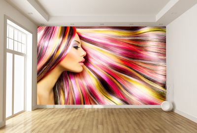 T0150 Фототапет Цветна коса за салон за красота