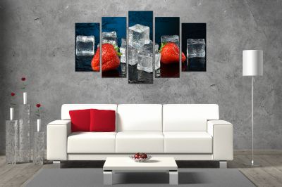 0859 Wall art decoration (set of 5 pieces) Ice with berries