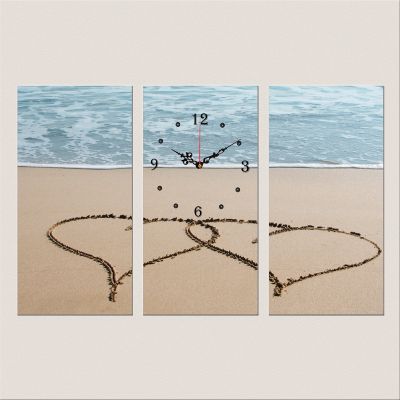C0305_3 Clock with print 3 pieces Hearts in the sand