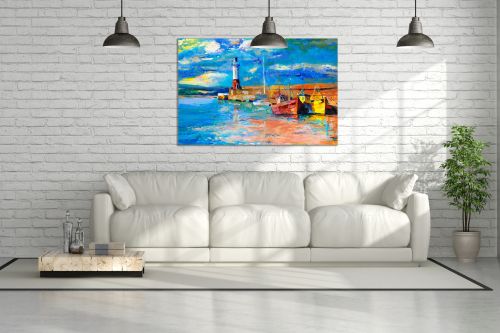 0445 Wall art decoration Lighthouse and boats