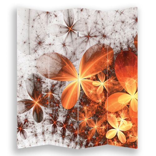 Decorative screen for room with abstract flowers black and white
