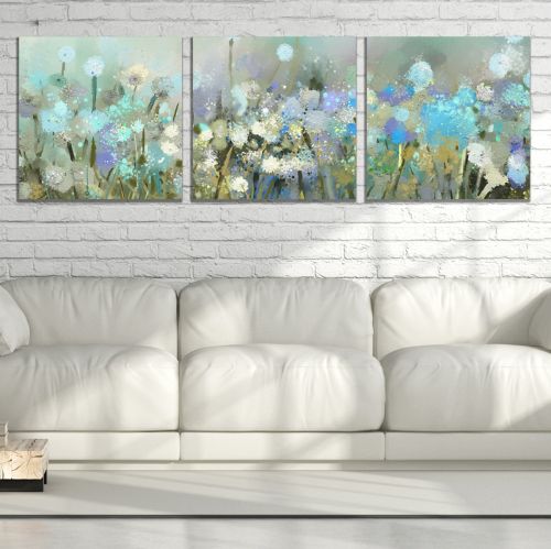 0882 Wall art decoration (set of 3 pieces) Abstract flowers