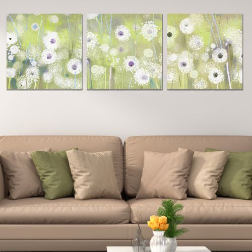 0885_3 Wall art decoration (set of 3 pieces) Abstract flowers