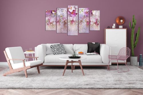 9179  Wall art decoration (set of 5 pieces) Wall of orchids