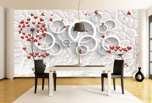 T9188 Wallpaper 3D Circles and hearts