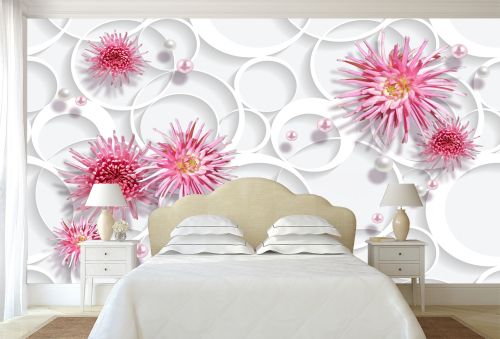 T9190 Wallpaper 3D Flowers and pearls