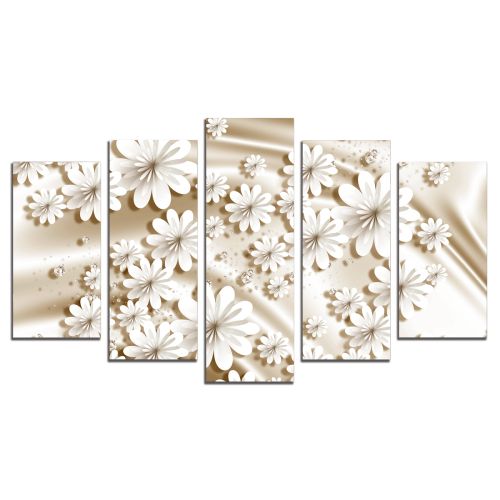 9191  Wall art decoration (set of 5 pieces) Flowers and diamonds