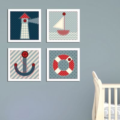 0173  Wall art decoration for kids (set of 4 pieces) Sailor