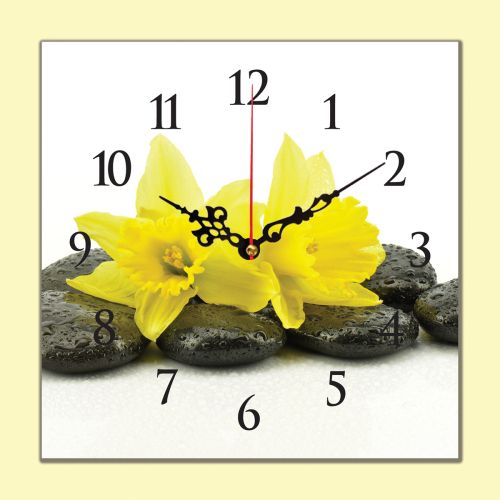 C0351_1 Clock with print Yellow narcissus