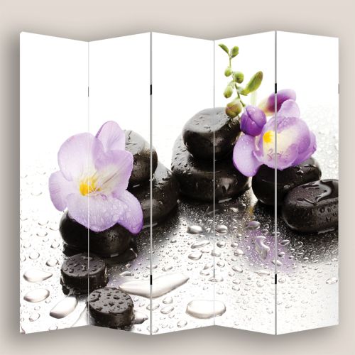 P0325 Decorative Screen Room divider Stones and orchids (3,4,5 or 6 panels)