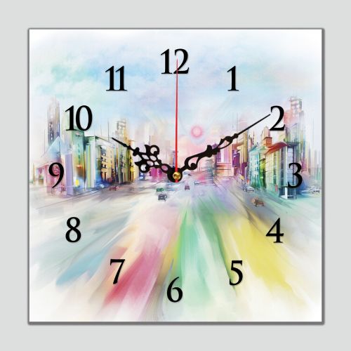 C0410_1 Clock with print Colorful city