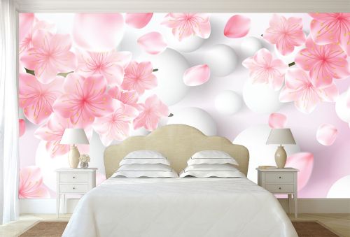 T9200 Wallpaper 3D Abstraction with flowers and spheres