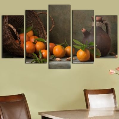 0179  Wall art decoration (set of 5 pieces) Composition with oranges
