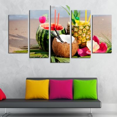 0182  Wall art decoration (set of 5 pieces) Exotic cocktails