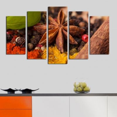 0185  Wall art decoration (set of 5 pieces) Spicery