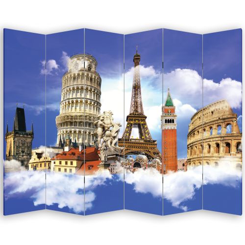 P0367 Decorative Screen Room devider European symbols (3,4,5 or 6 panels)