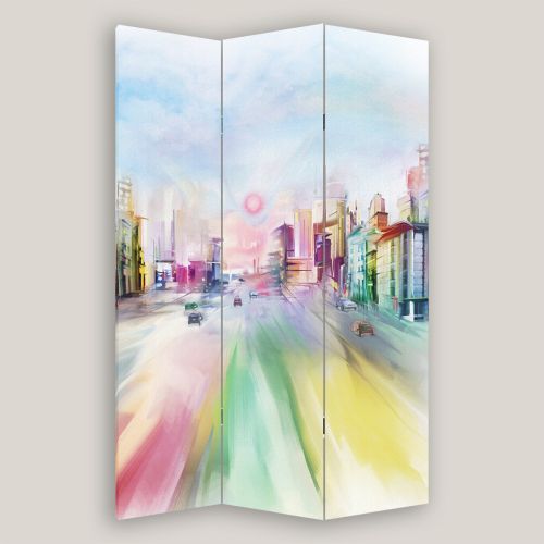 P0410 Decorative Screen Room divider Colorful city (3,4,5 or 6 panels)