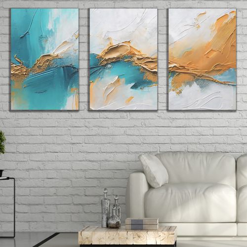 0928  Wall art decoration (set of 3 pieces) Abstraction - pastel colors