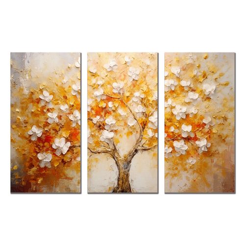 0929 Wall art decoration (set of 3 pieces) Blooming tree