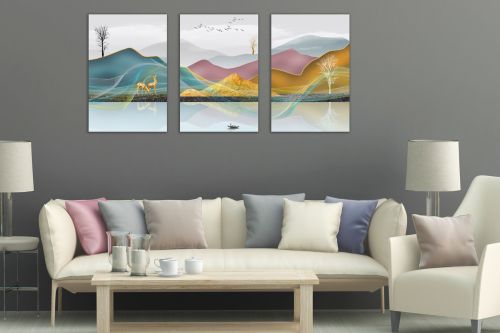 0941 Wall art decoration (set of 3 pieces) Abstract landscape