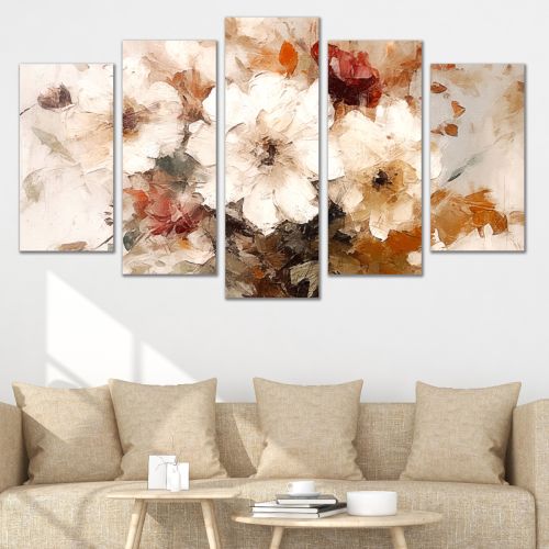0956 Wall art decoration (set of 5 pieces) Flowers - abstraction