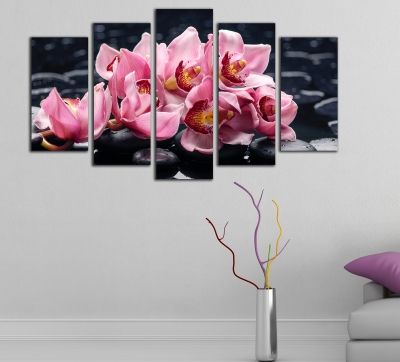 Beautiful wall decoration set with white orchid