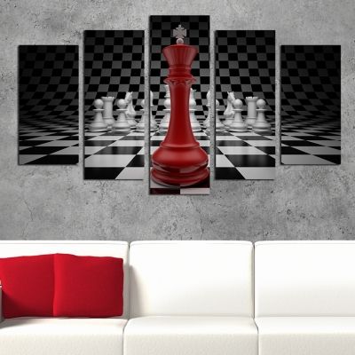 0225 Wall art decoration (set of 5 pieces) Chess