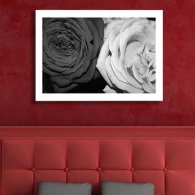 0026 Wall art decoration Roses - black and white