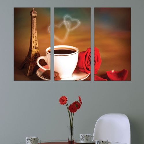 0246 Wall art decoration (set of 3 pieces) Romantic coffee