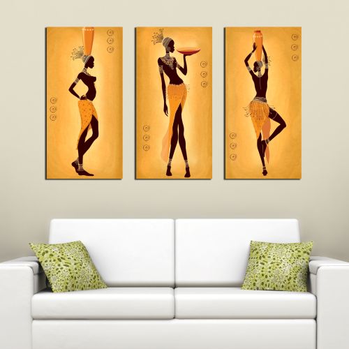 0195 Wall art decoration (set of 3 pieces) African women