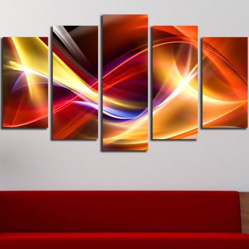 0280 Abstract wall art decoration (set of 5 pieces) Color waves