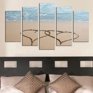 0305 Wall art decoration (set of 5 pieces)  Hearts in the sand