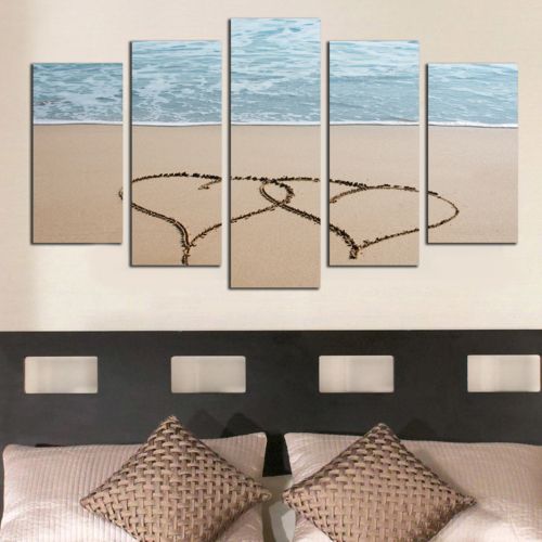 0305 Wall art decoration (set of 5 pieces)  Hearts in the sand