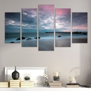 0307 Wall art decoration (set of 5 pieces)  Sunset over the coast