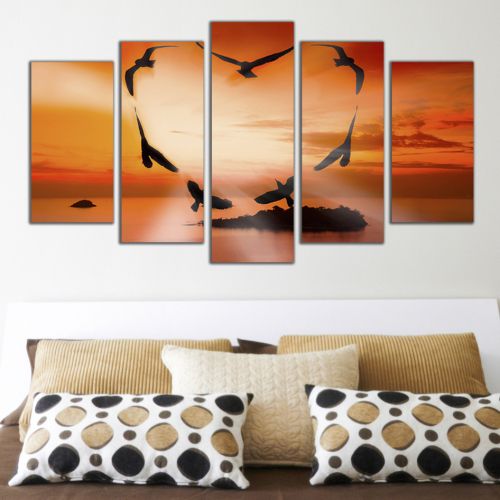 0312 Wall art decoration (set of 5 pieces) Romantic sunset