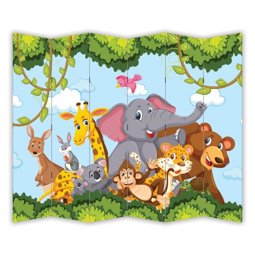 P9318 Decorative Screen Room divider Funny jungle animals (3,4,5 or 6 panels)