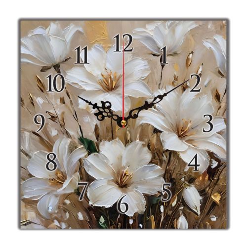 C1061_1 Clock with print Art flowers