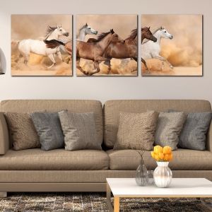 0333 Wall art decoration (set of 3 pieces) Wild horses